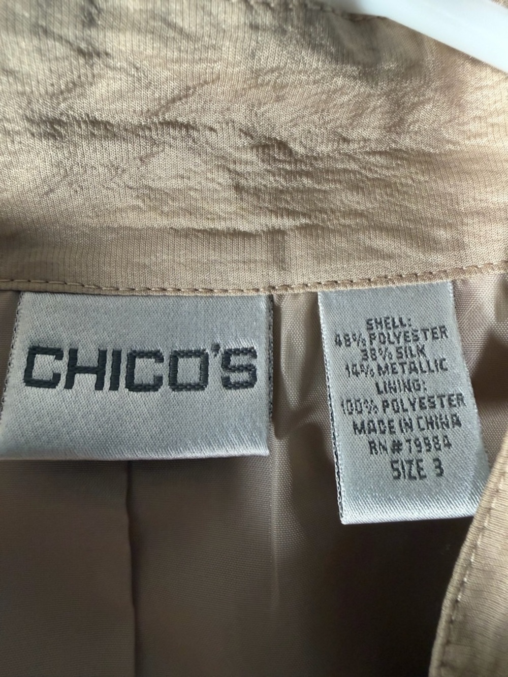 Chico's Lightweight Gold Taupe Utility Bomber Jacket Size 3 - Picture 5 of 9